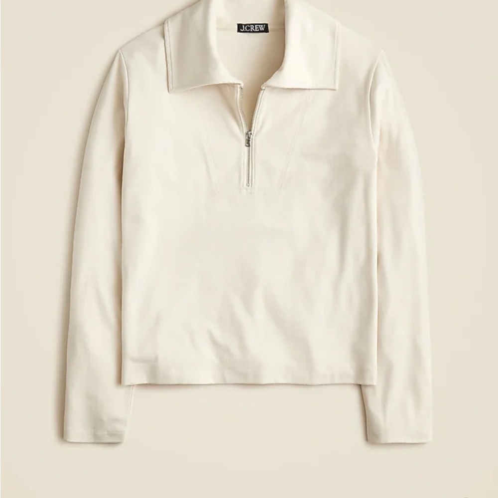 J. Crew Off-White Long Sleeve Top with Zip Collar